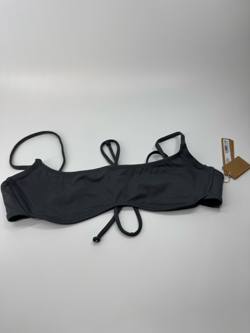 SKIMS Recycled Swim Micro Scoop Bikini Top Gunmetal Small NWT